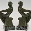 Art Deco bookends with reading nudes.