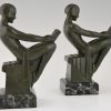 Art Deco bookends with reading nudes.