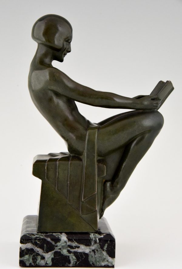 Art Deco bookends with reading nudes.