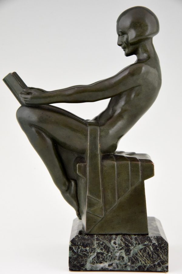 Art Deco bookends with reading nudes.