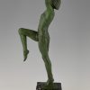 Art Deco lampe en bronze danseuse à la coupe