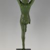 Art Deco bronzen lamp danseres met schaal