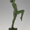 Art Deco bronzen lamp danseres met schaal