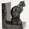 Art Deco cat and bulldog bookends