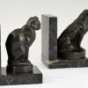 Art Deco cat and bulldog bookends