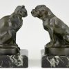 Serre livres Art Deco chat et bouldogue