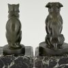 Art Deco cat & bulldog bookends