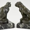 Art Deco Buchstütze Bulldogge und Katze