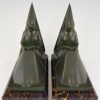 Art Deco figural bookends reading Medieval ladies