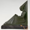 Art Deco figural bookends reading Medieval ladies