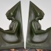 Art Deco figural bookends reading Medieval ladies