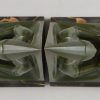 Art Deco figural bookends reading Medieval ladies