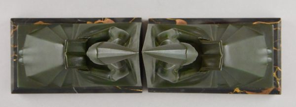 Art Deco figural bookends reading Medieval ladies