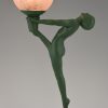 Art Deco figural table lamp with standing nude.