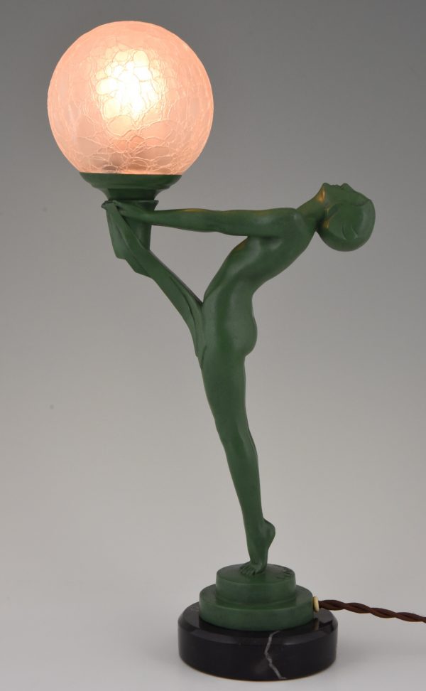 Art Deco figural table lamp with standing nude.