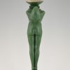 Art Deco lampe avec nue féminin.
