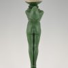 Art Deco figural table lamp with standing nude.