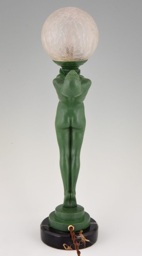 Art Deco figural table lamp with standing nude.