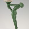 Art Deco figural table lamp with standing nude.