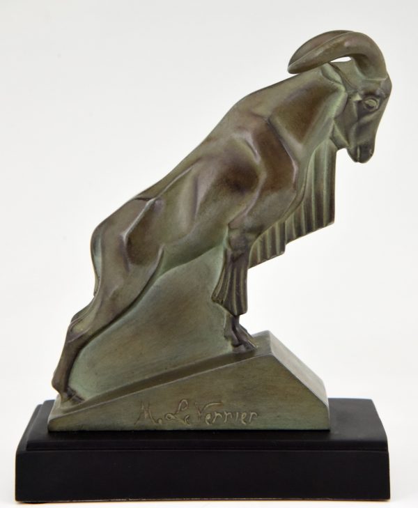 Art Deco Buchstützen Steinbock