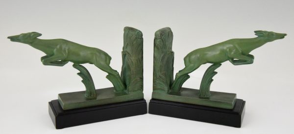 Art Deco leaping deer bookends