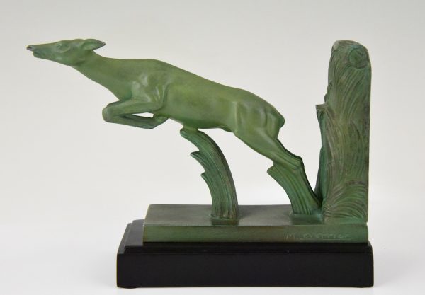 Art Deco leaping deer bookends