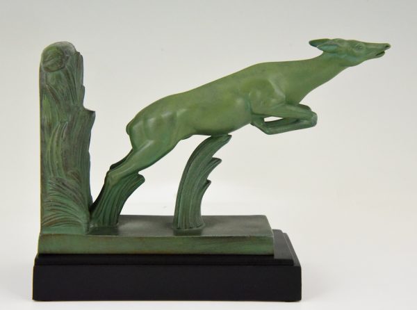 Art Deco leaping deer bookends