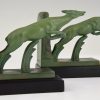 Art Deco leaping deer bookends