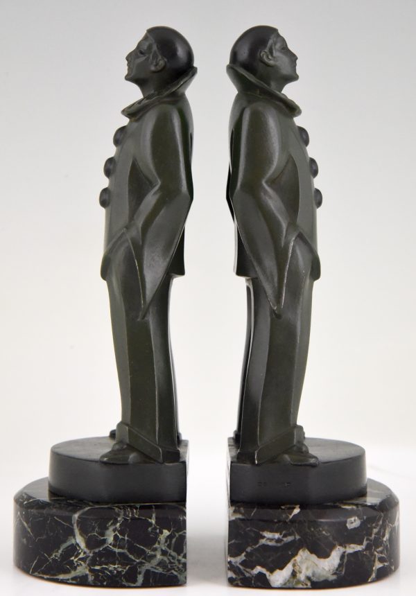 Art Deco pierrot bookends