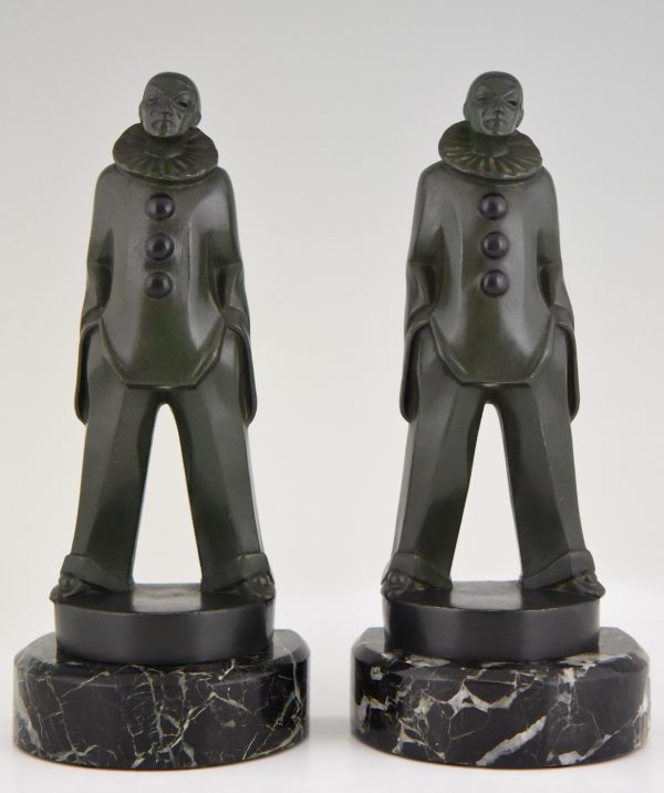 Art Deco pierrot bookends