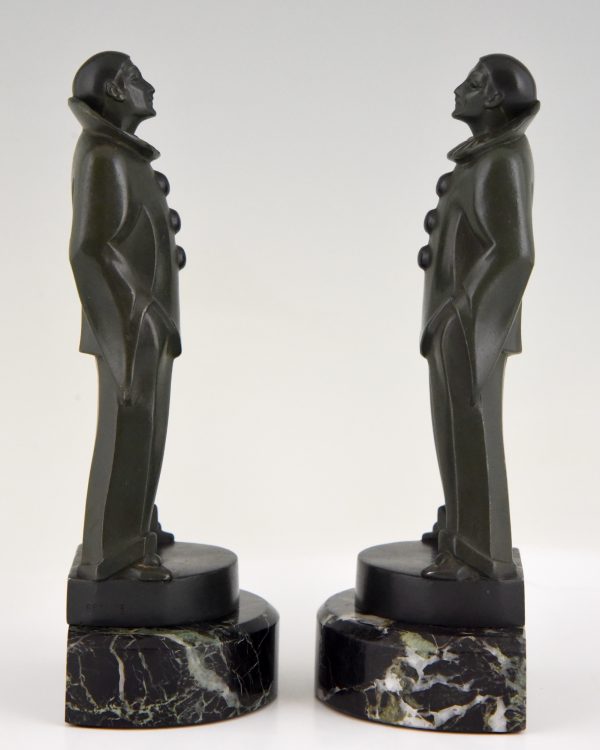 Art Deco pierrot bookends