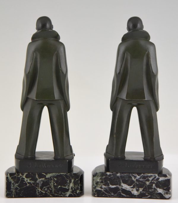 Art Deco pierrot bookends