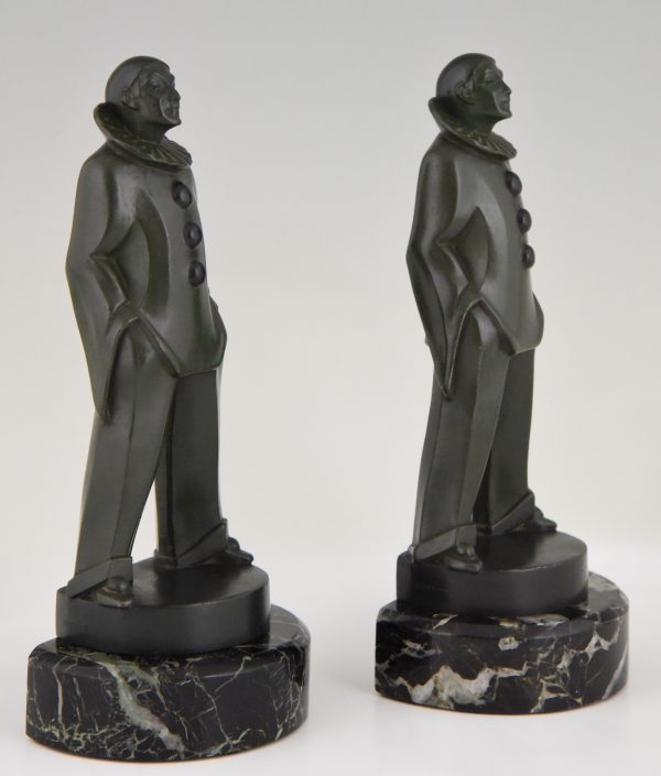 Art Deco pierrot bookends