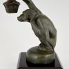 Art Deco Skulptur Affe mit Laterne Maskottchen