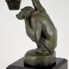 Art Deco sculptuur aap met lantaarn auto mascotte