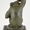 Art Deco Skulptur Affe mit Laterne Maskottchen