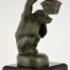 Art Deco sculptuur aap met lantaarn auto mascotte