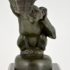 Art Deco Skulptur Affe mit Laterne Maskottchen