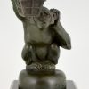 Art Deco sculptuur aap met lantaarn auto mascotte