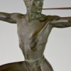 Art Deco sculpture male nude with trumpet and torch