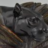 Art Deco Skulptur Pantherkopf zwischen Büschen