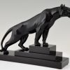 Art Deco sculpture of a panther on a stepped marble base