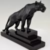 Art Deco sculpture of a panther on a stepped marble base