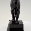 Art Deco sculpture of a panther on a stepped marble base