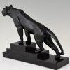 Art Deco sculpture of a panther on a stepped marble base