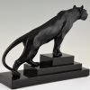 Art Deco sculpture of a panther on a stepped marble base