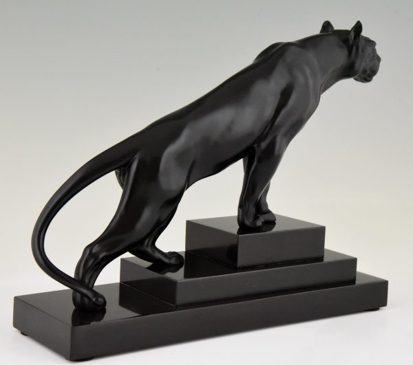 Art Deco Skulptur Panther auf Marmor Sockel