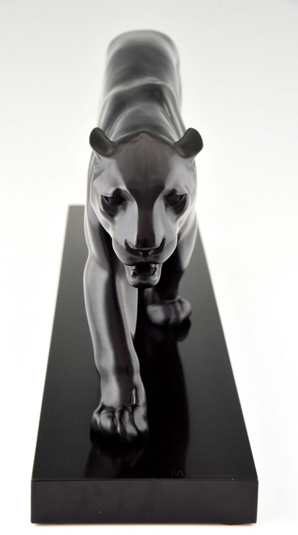 Art Deco sculpture of a walking panther