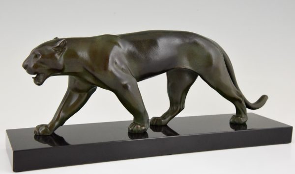 Art Deco sculpture of a walking panther