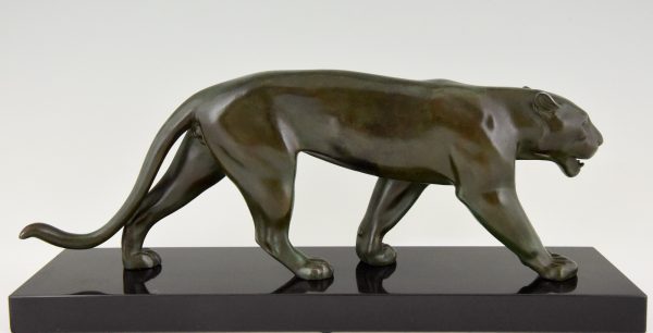 Art Deco sculpture of a walking panther